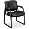 Menu GUEST CHAIR SLED BASE BLK LTHR