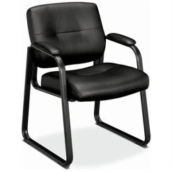 Menu GUEST CHAIR SLED BASE BLK LTHR