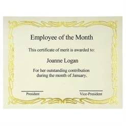 Menu Certificats Dorés Métallisés Elite Bond