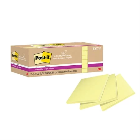 Menu Feuillets Recyclés Post-it® Super Sticky - Jaune Canari 7 Menu Feuillets Recyclés Post-it® Super Sticky - Jaune Canari – Image 5